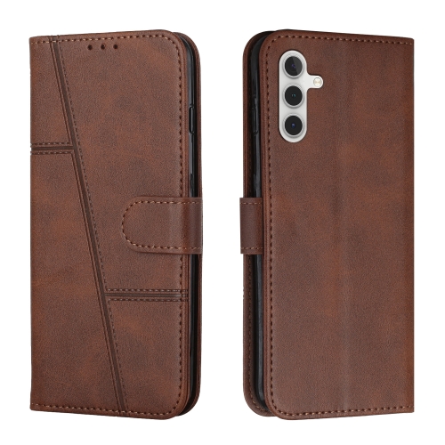 

For Samsung Galaxy A55 Stitching Calf Texture Buckle Leather Phone Case(Brown)