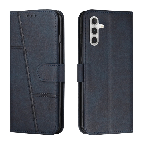 

For Samsung Galaxy A55 Stitching Calf Texture Buckle Leather Phone Case(Blue)