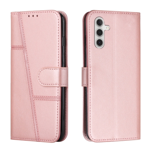 

For Samsung Galaxy A55 Stitching Calf Texture Buckle Leather Phone Case(Rose Gold)