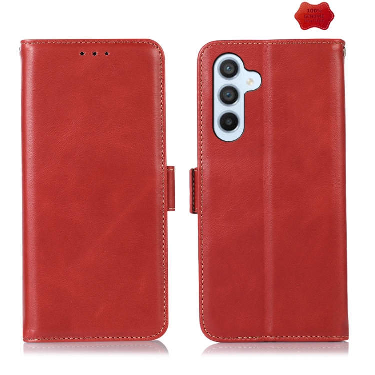 

For Samsung Galaxy S24+ Crazy Horse Top Layer Cowhide Leather Phone Case(Red)