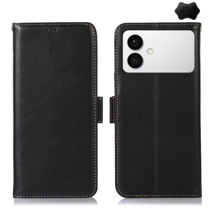 For Samsung Galaxy S26 Edge 5G Crazy Horse Top Layer Cowhide Leather Phone Case(Black)