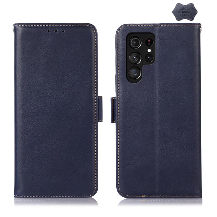 

For Samsung Galaxy S26 Ultra 5G Crazy Horse Top Layer Cowhide Leather Phone Case(Blue)
