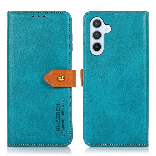 

For Samsung Galaxy A15 KHAZNEH Dual-color Cowhide Texture Flip Leather Phone Case(Blue)