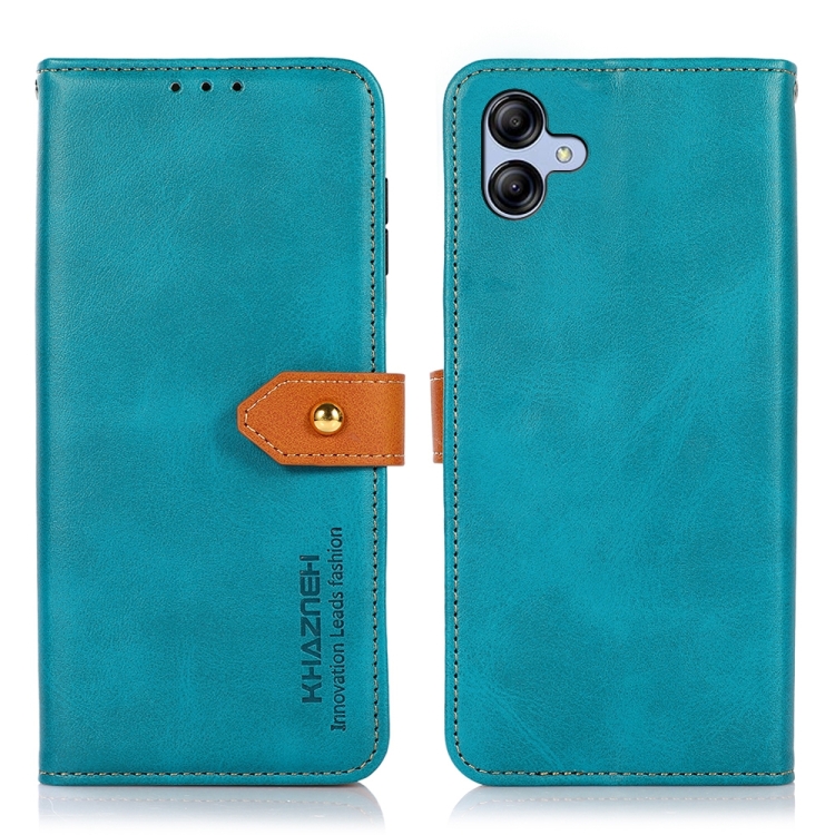 

For Samsung Galaxy A05 4G KHAZNEH Dual-color Cowhide Texture Flip Leather Phone Case(Blue)
