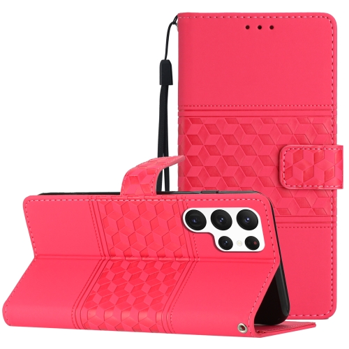 

For Samsung Galaxy S24 Ultra 5G Diamond Embossed Skin Feel Leather Phone Case(Red)