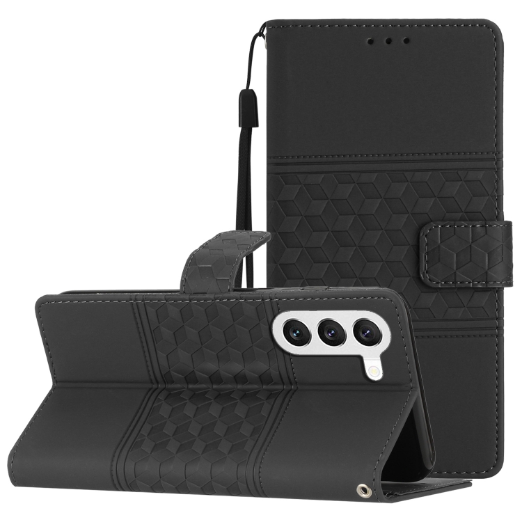 

For Samsung Galaxy S24+ 5G Diamond Embossed Skin Feel Leather Phone Case(Black)