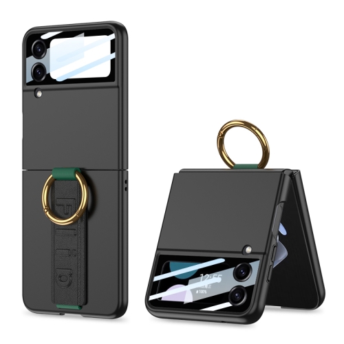 

For Samsung Galaxy Z Flip4 5G GKK Integrated Ultrathin Shockproof Phone Case with Ring Wrist Strap(Black)