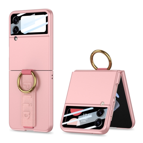 

For Samsung Galaxy Z Flip4 5G GKK Integrated Ultrathin Shockproof Phone Case with Ring Wrist Strap(Pink)