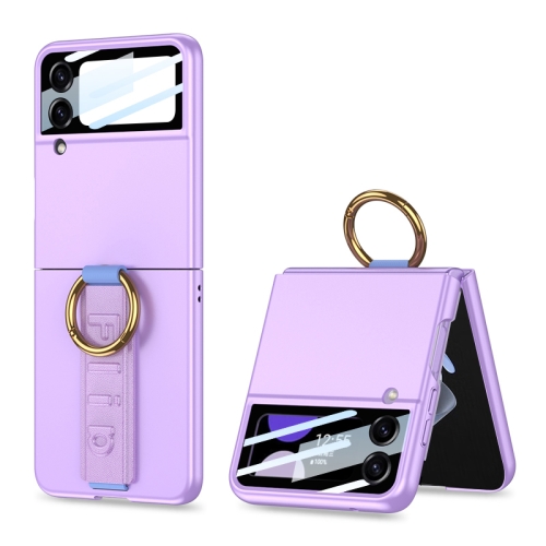 

For Samsung Galaxy Z Flip4 5G GKK Integrated Ultrathin Shockproof Phone Case with Ring Wrist Strap(Purple)