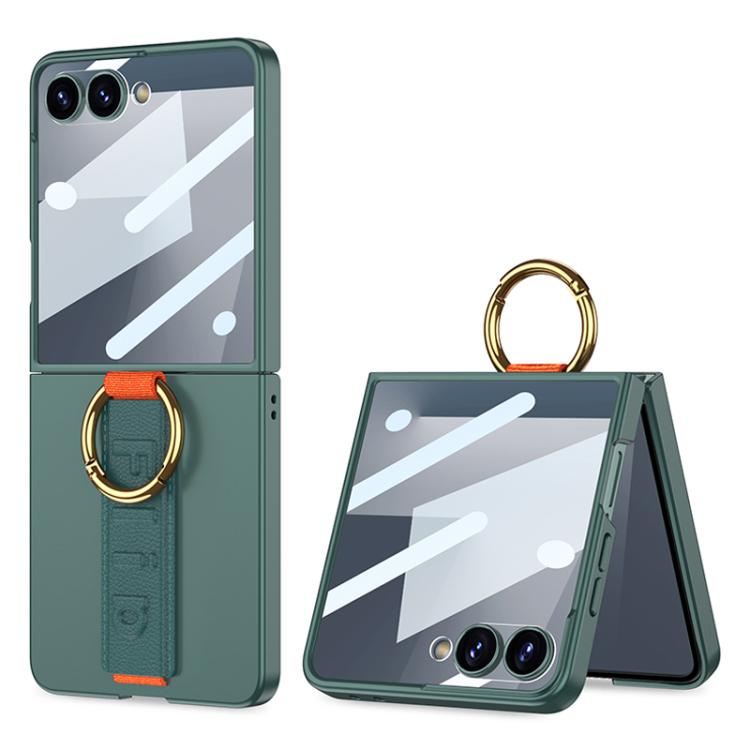 

For Samsung Galaxy Z Flip7 5G GKK Integrated Ultrathin Shockproof Phone Case with Ring Wrist Strap(Green)