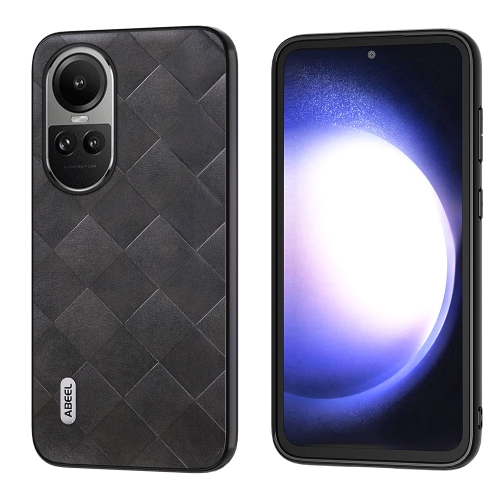

For OPPO Reno 10 / 10 Pro Global ABEEL Weave Plaid PU Phone Case(Black)