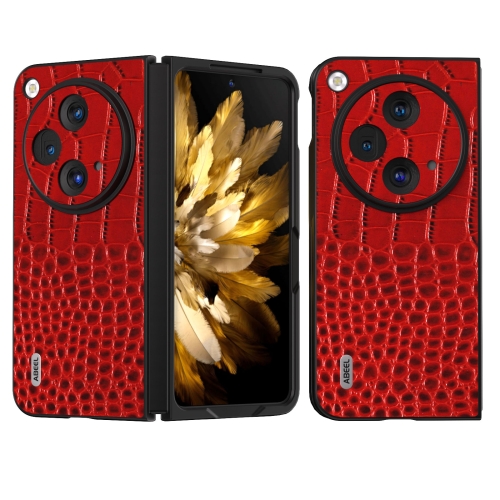 

For OPPO Find N3 ABEEL Genuine Leather Crocodile Pattern Black Edge Phone Case(Red)