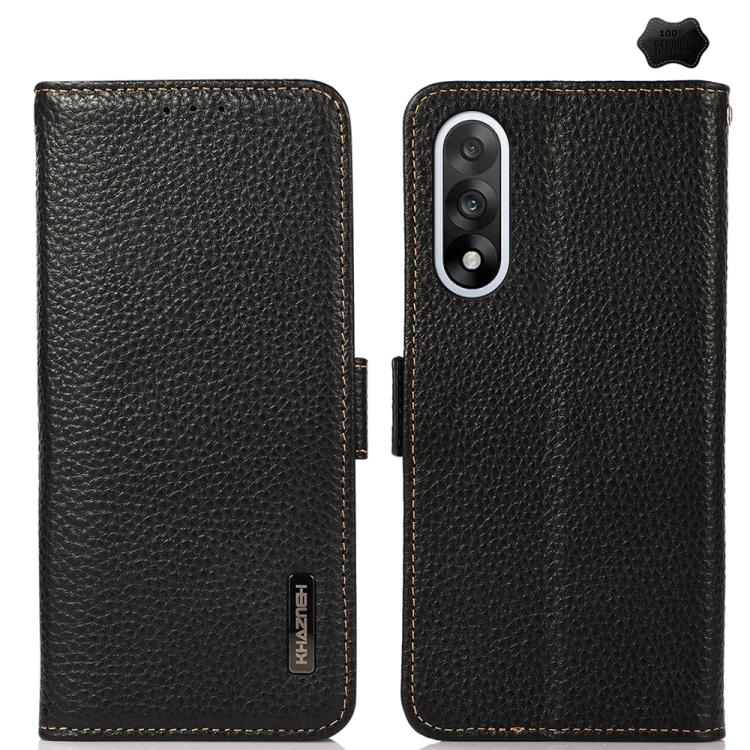 

For OnePlus Nord 5 / Ace 5 Ultra KHAZNEH Side-Magnetic Litchi Genuine Leather RFID Phone Case(Black)