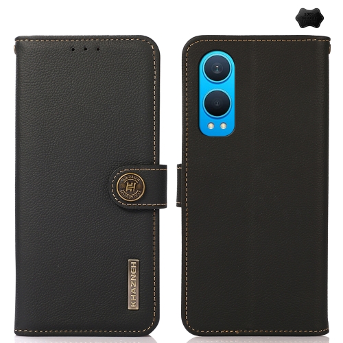 

For OnePlus CE4 Lite KHAZNEH Custer Genuine Leather RFID Phone Case(Black)