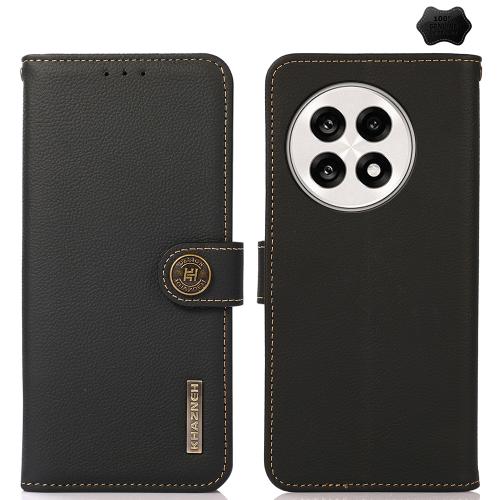 

For OnePlus Ace 5 Pro / Ace 5 / 13R KHAZNEH Custer Genuine Leather RFID Phone Case(Black)