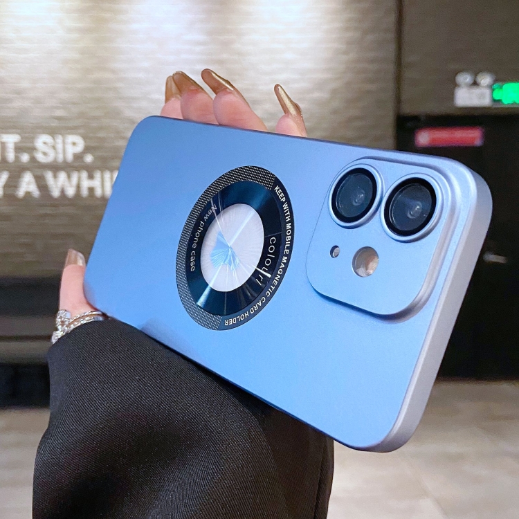 

For iPhone 11 Electroplating Oil Injection Magsafe Magnetic PC Phone Case(Light Blue)