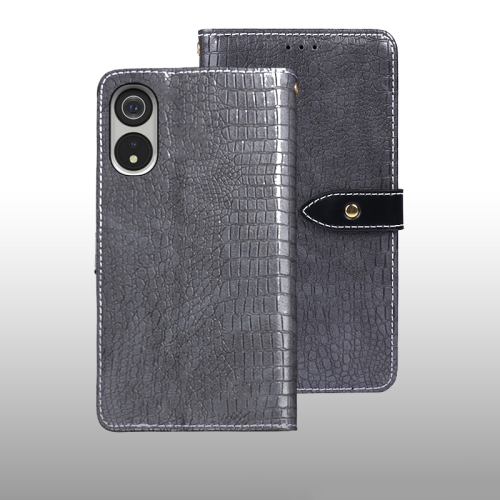 

For Cubot P60 idewei Crocodile Texture Leather Phone Case(Grey)