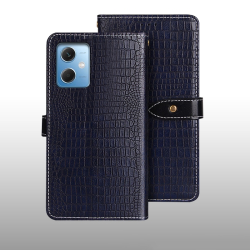 

For Xiaomi Redmi Note 12 4G Global idewei Crocodile Texture Leather Phone Case(Dark Blue)