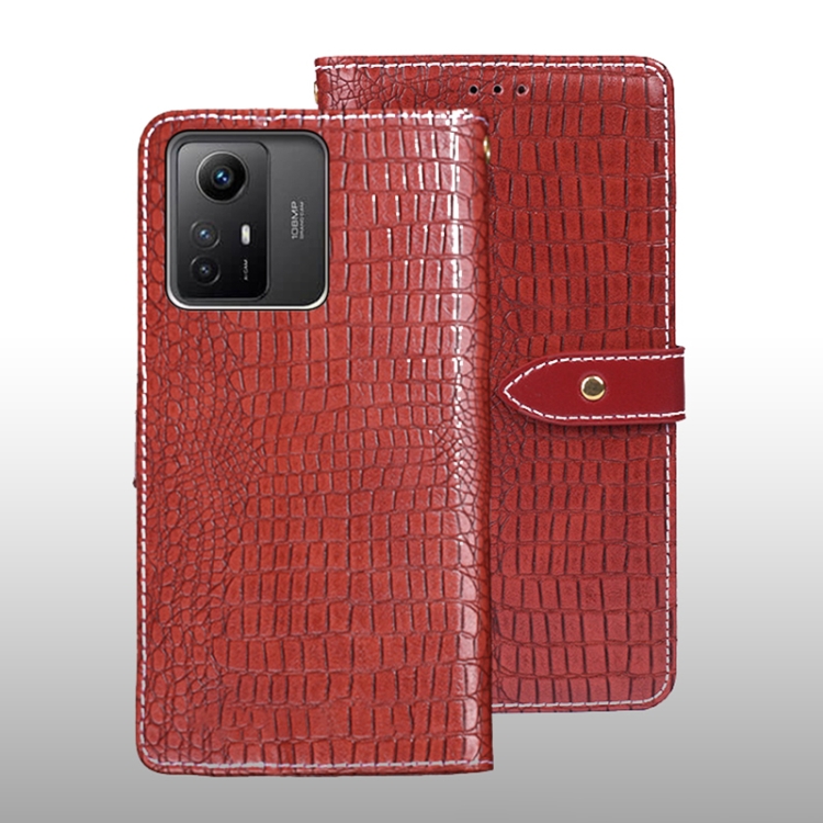 

For Xiaomi Redmi Note 12S idewei Crocodile Texture Leather Phone Case(Red)