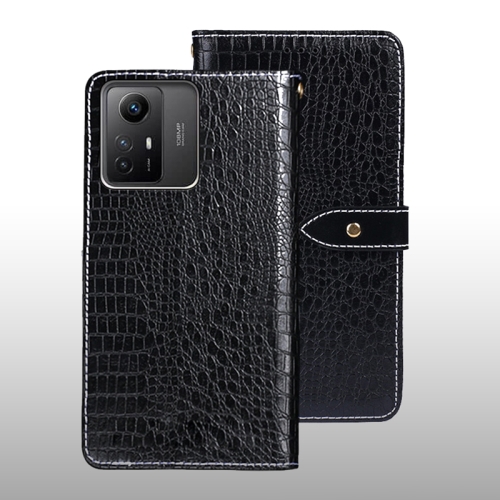 

For Xiaomi Redmi Note 12S idewei Crocodile Texture Leather Phone Case(Black)