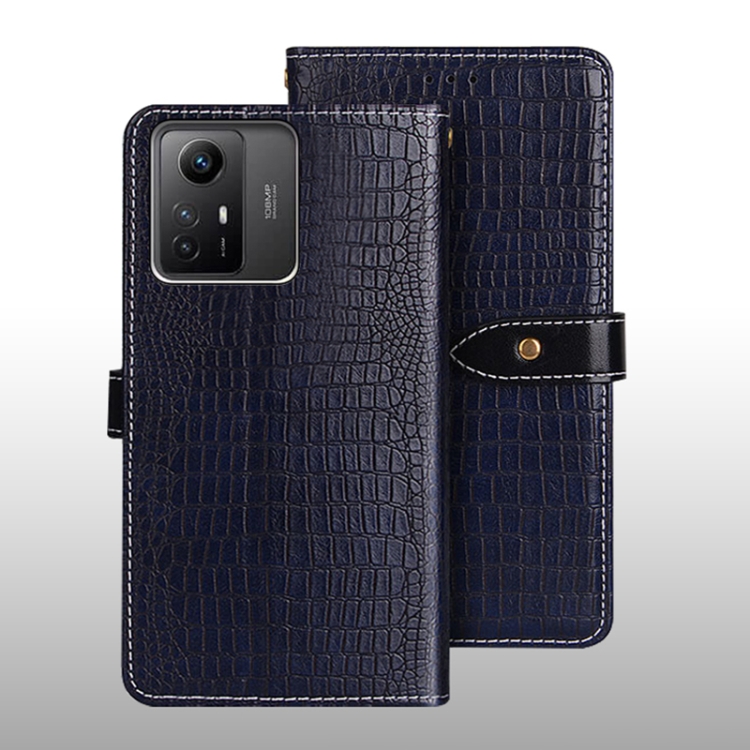 

For Xiaomi Redmi Note 12S idewei Crocodile Texture Leather Phone Case(Dark Blue)