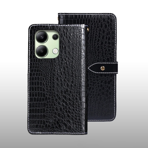 

For Xiaomi Redmi Note 13 4G Global idewei Crocodile Texture Leather Phone Case(Black)