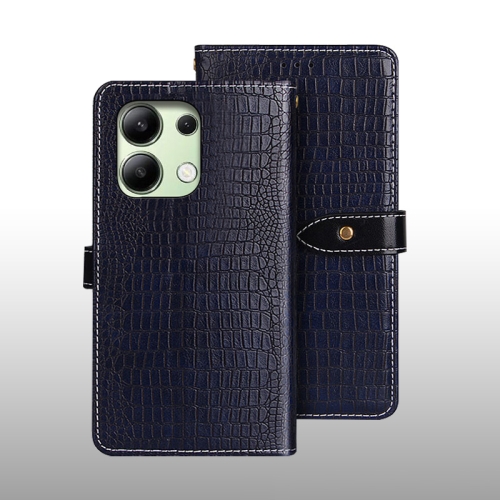 

For Xiaomi Redmi Note 13 4G Global idewei Crocodile Texture Leather Phone Case(Dark Blue)