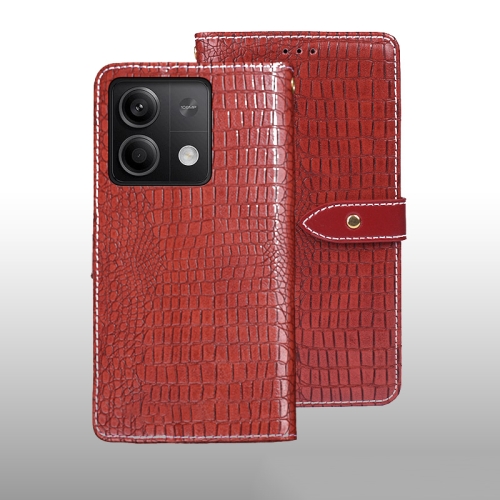 

For Xiaomi Redmi Note 13 5G idewei Crocodile Texture Leather Phone Case(Red)