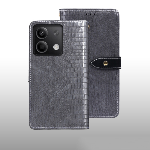 

For Xiaomi Redmi Note 13 5G idewei Crocodile Texture Leather Phone Case(Grey)