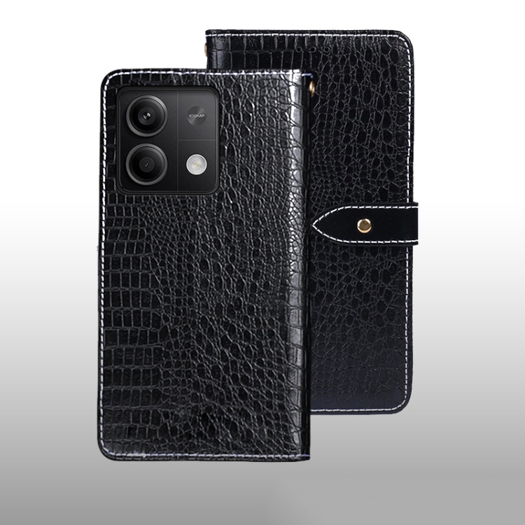 

For Xiaomi Redmi Note 13 5G idewei Crocodile Texture Leather Phone Case(Black)