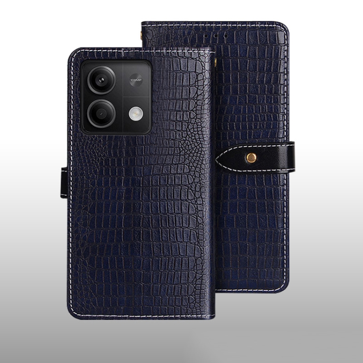 

For Xiaomi Redmi Note 13 5G idewei Crocodile Texture Leather Phone Case(Dark Blue)
