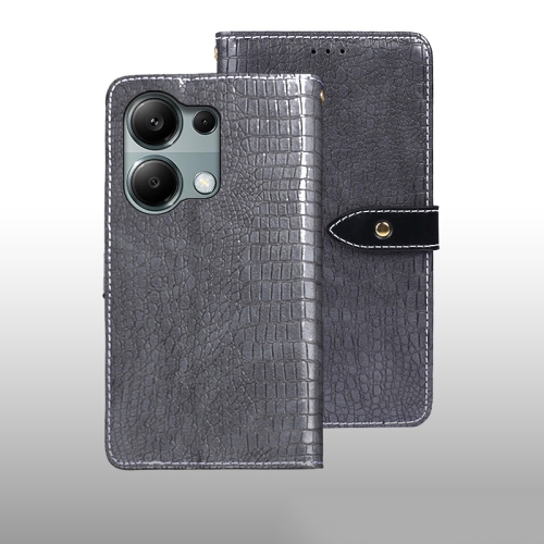 

For Xiaomi Redmi Note 13 Pro 4G idewei Crocodile Texture Leather Phone Case(Grey)