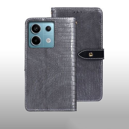 

For Xiaomi Redmi Note 13 Pro 5G idewei Crocodile Texture Leather Phone Case(Grey)