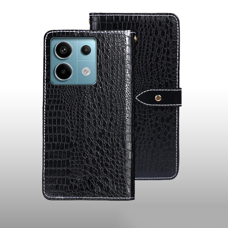 

For Xiaomi Redmi Note 13 Pro 5G idewei Crocodile Texture Leather Phone Case(Black)