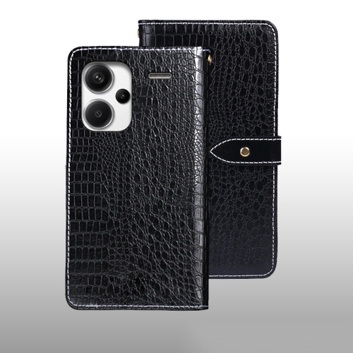 

For Xiaomi Redmi Note 13 Pro+ 5G idewei Crocodile Texture Leather Phone Case(Black)