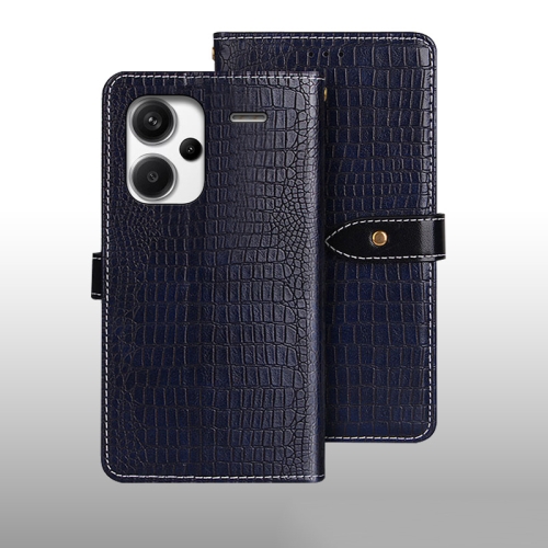 

For Xiaomi Redmi Note 13 Pro+ 5G idewei Crocodile Texture Leather Phone Case(Dark Blue)