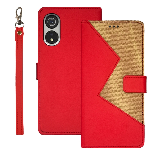 

For Cubot P60 idewei Two-color Splicing Leather Phone Case(Red)