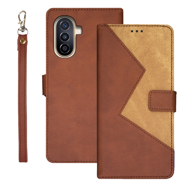 

For Huawei nova Y71 idewei Two-color Splicing Leather Phone Case(Brown)