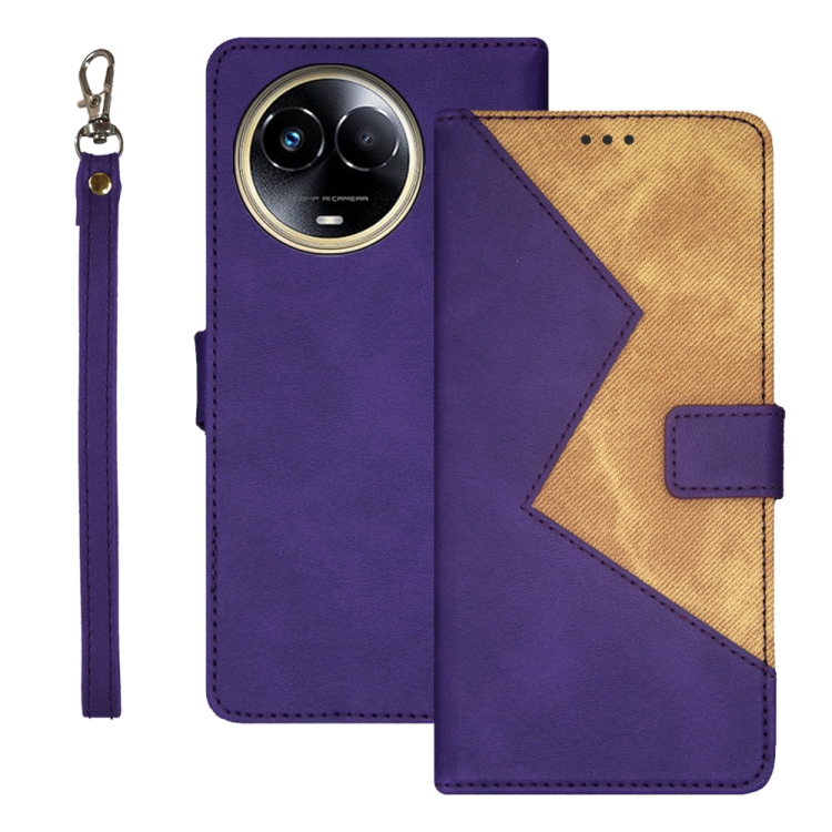 

For Realme 11 5G idewei Two-color Splicing Leather Phone Case(Purple)