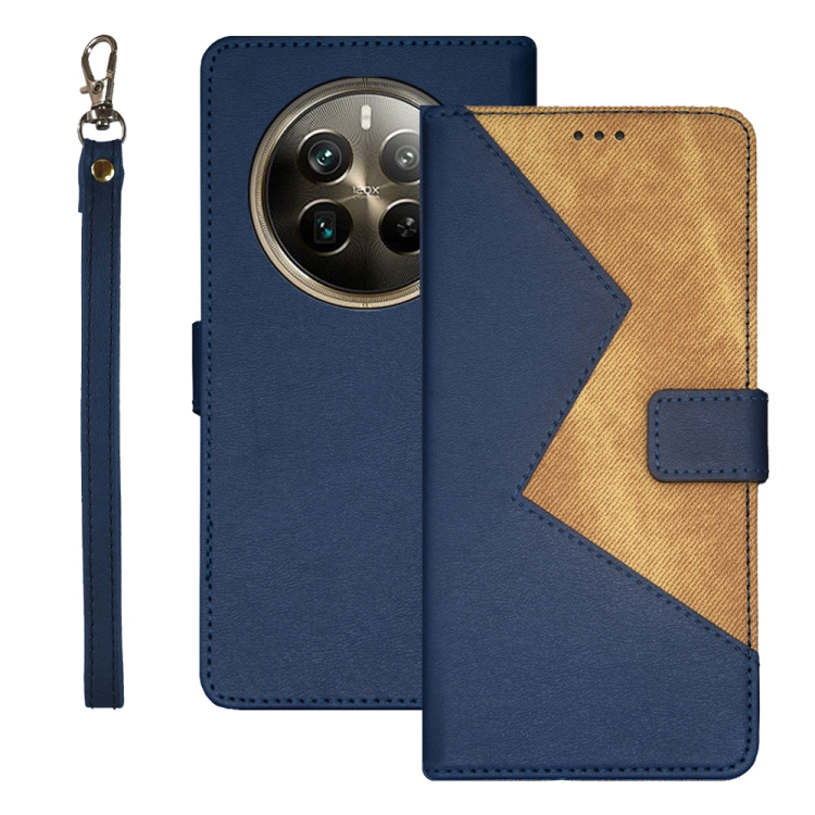 

For Realme 12 Pro+ idewei Two-color Splicing Leather Phone Case(Blue)