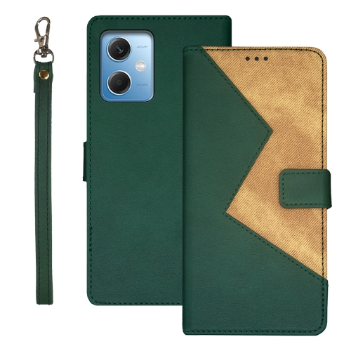 

For Xiaomi Redmi Note 12 4G Global idewei Two-color Splicing Leather Phone Case(Green)