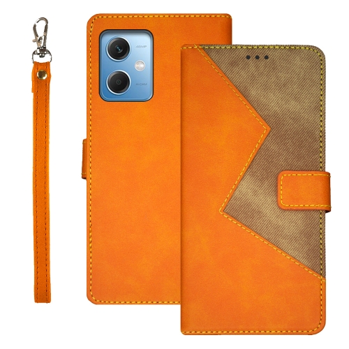 

For Xiaomi Redmi Note 12 4G Global idewei Two-color Splicing Leather Phone Case(Orange)