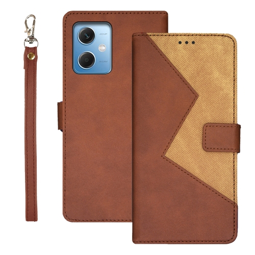 

For Xiaomi Redmi Note 12 4G Global idewei Two-color Splicing Leather Phone Case(Brown)