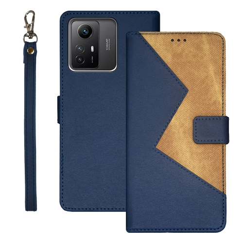 

For Xiaomi Redmi Note 12S idewei Two-color Splicing Leather Phone Case(Blue)