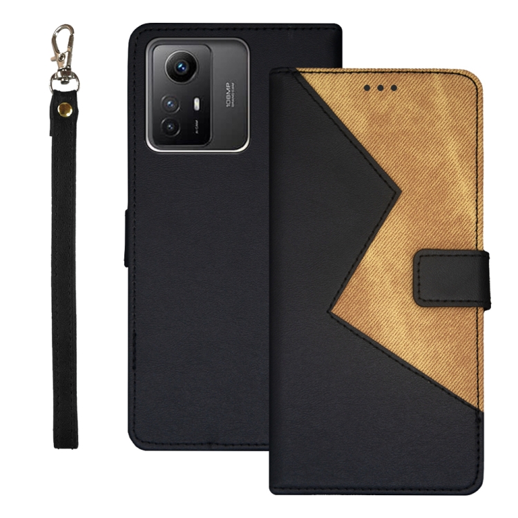 

For Xiaomi Redmi Note 12S idewei Two-color Splicing Leather Phone Case(Black)