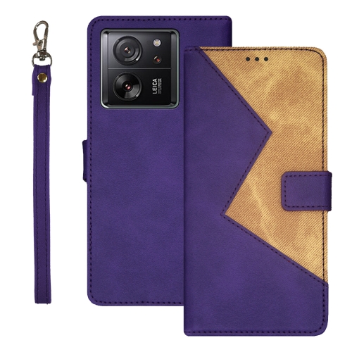 

For Xiaomi 13T idewei Two-color Splicing Leather Phone Case(Purple)