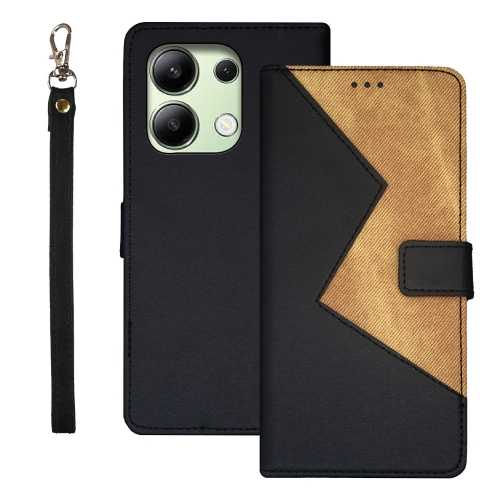 

For Xiaomi Redmi Note 13 4G Global idewei Two-color Splicing Leather Phone Case(Black)