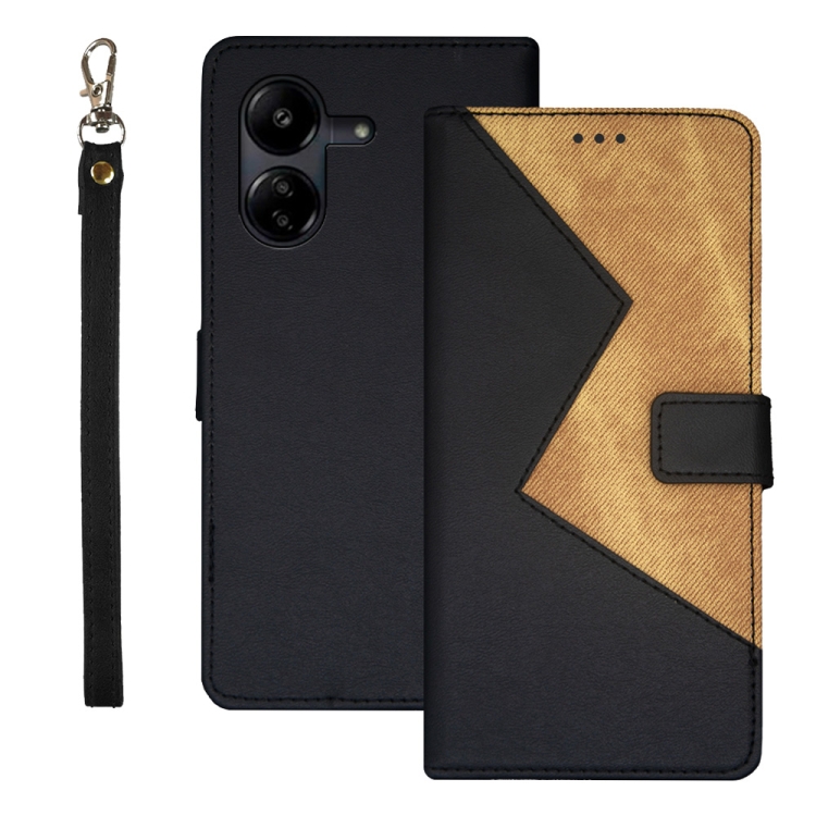 

For Xiaomi Redmi Note 13C idewei Two-color Splicing Leather Phone Case(Black)