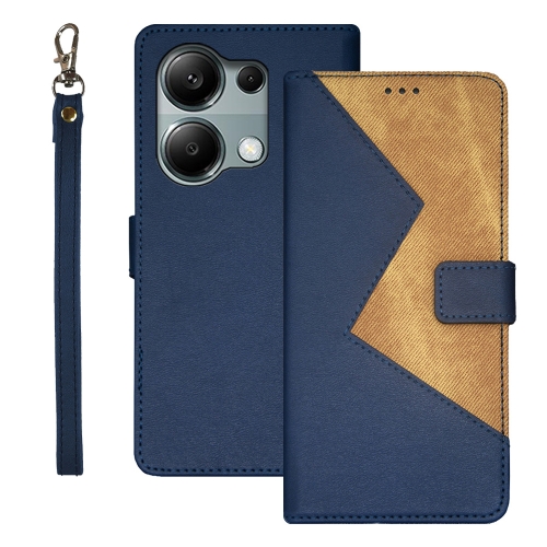 

For Xiaomi Redmi Note 13 Pro 4G idewei Two-color Splicing Leather Phone Case(Blue)