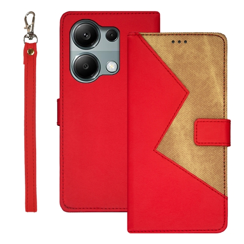 

For Xiaomi Redmi Note 13 Pro 4G idewei Two-color Splicing Leather Phone Case(Red)